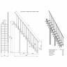 Модульная малогабаритная лестница Линия - Квадро (прямой марш) 2700-2925, Серый