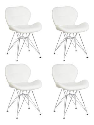 Набор 4 шт Стул обеденный DOBRIN BUTTERFLY CHROME, ножки хром, цвет белый