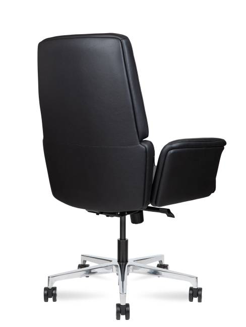 Кресло офисное / Бонно LB / Bonno LB / черная кожа / алюминиевая база