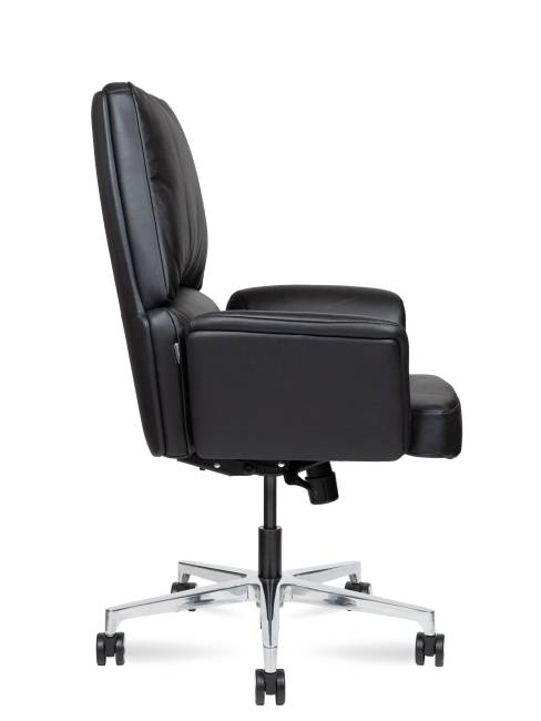 Кресло офисное / Бонно LB / Bonno LB / черная кожа / алюминиевая база