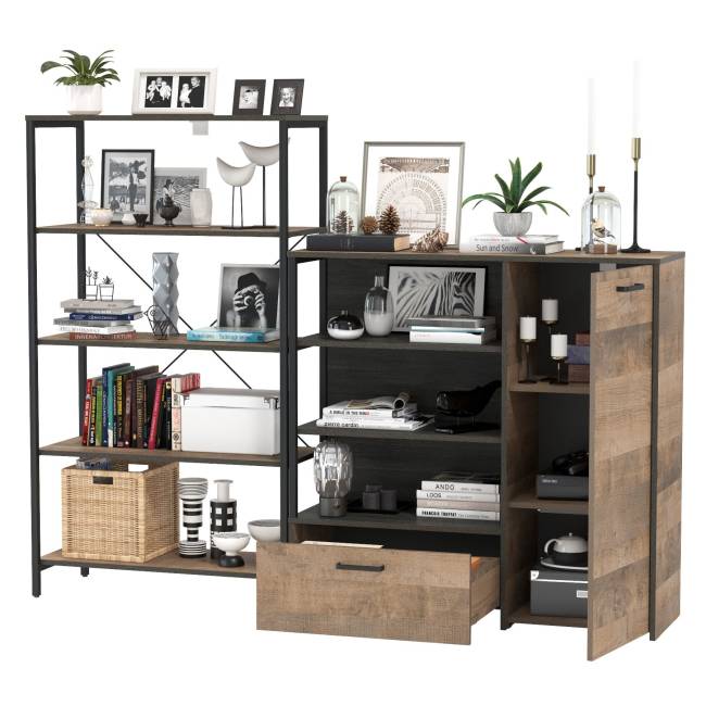 Стеллаж с полками и комод Трувор цвет дуб гранж песочный/интра