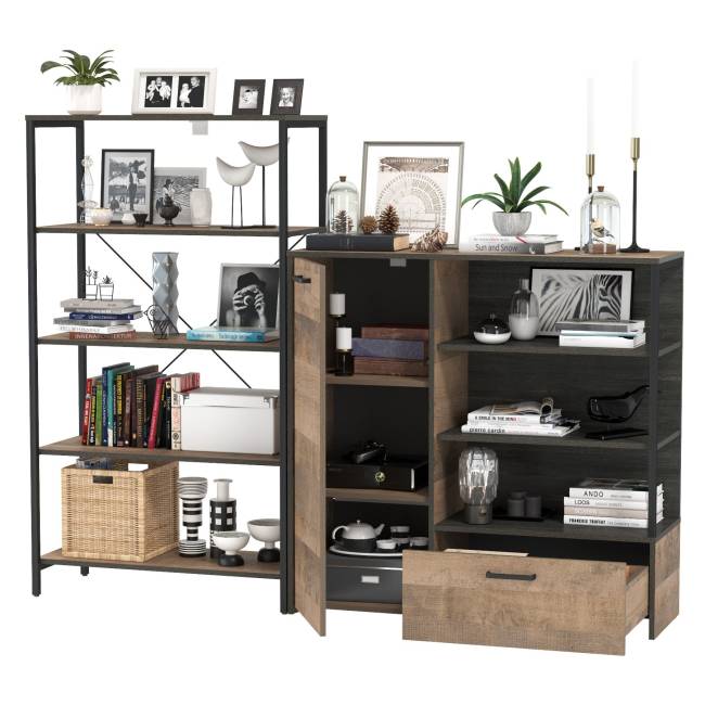 Стеллаж с полками и комод Трувор цвет дуб гранж песочный/интра