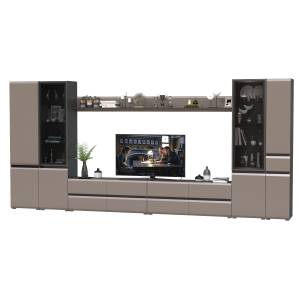 Сидней стенка для гостиной модульная № 112 цвет антрацит/МДФ веллюто капучино