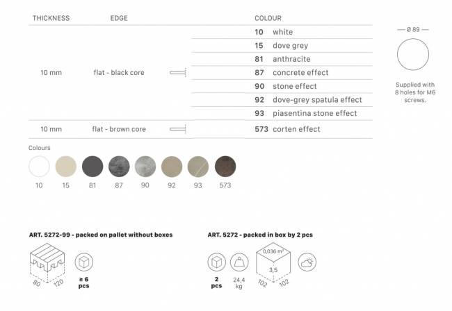 Столешница круглая Compact Laminate для подстолья Nemo, Domino, Tiffany, Cross белый Ø900х10 мм Столешница круглая Compact Laminate для подстолья Nemo, Domino, Tiffany, Cross белый Ø900х10 мм