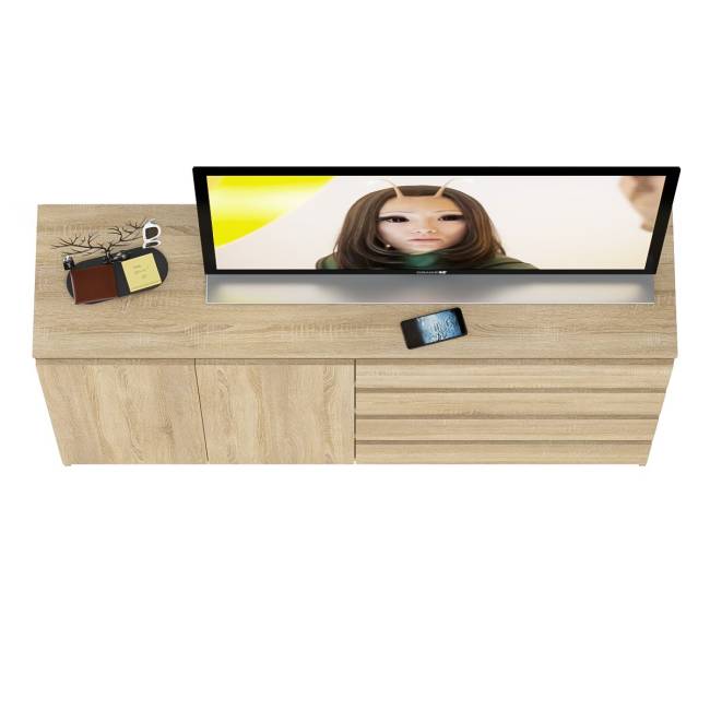 Комод широкий на четыре ящика и две дверки Мори МК1600.1 цвет дуб сонома