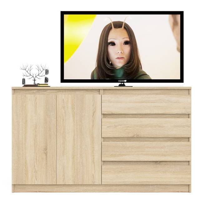 Комод широкий на четыре ящика и две дверки Мори МК1600.1 цвет дуб сонома