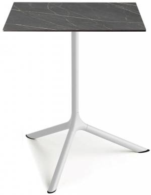 Стол ламинированный обеденный Tripe Maxi белый, черный мрамор Сахара 700х700х740 мм