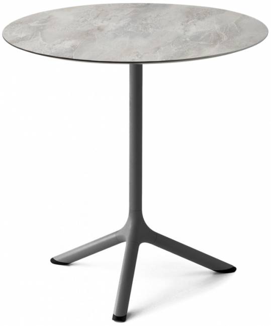 Стол ламинированный обеденный складной Tripe Folding антрацит, каменный Ø700х740 мм