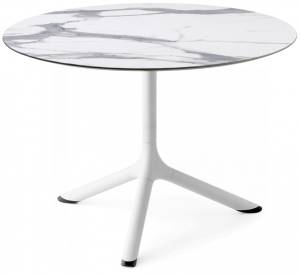 Столик ламинированный кофейный Tripe белый, белый мрамор Каррара Ø700х510 мм