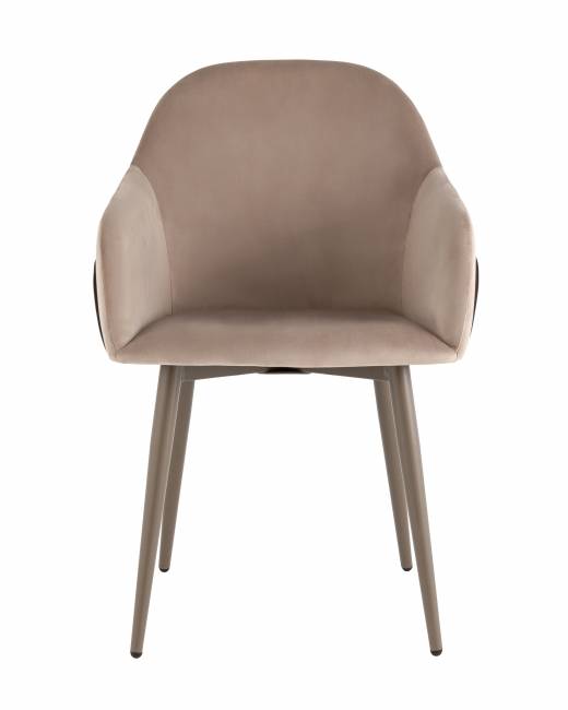 Стул Новел New велюр серо-коричневый, ножки бежево-серые