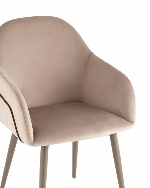 Стул Новел New велюр серо-коричневый, ножки бежево-серые