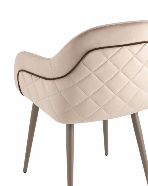 Стул Новел New велюр серо-коричневый, ножки бежево-серые