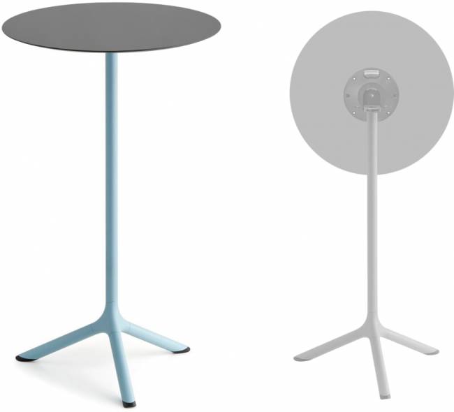 Стол ламинированный барный складной Tripe Folding голубой, антрацит Ø600х1100 мм