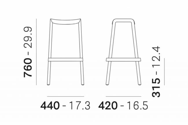 Табурет пластиковый барный Dome белый 440х420х760 мм