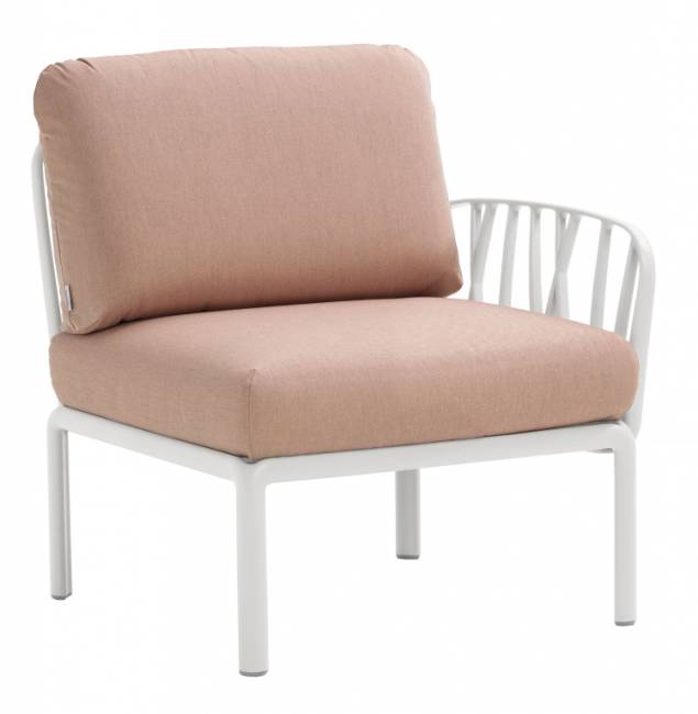 Модуль правый/левый пластиковый с подушками Komodo Elemento Terminale DS/SX белый, розовый 745х780х900 мм Модуль правый/левый пластиковый с подушками Komodo Elemento Terminale DS/SX белый, розовый 745х780х900 мм