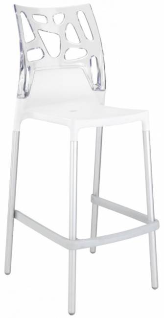 Стул пластиковый барный Ego-Rock Bar сатинированный алюминий, белый, прозрачный 480х540х1130 мм Стул пластиковый барный Ego-Rock Bar сатинированный алюминий, белый, прозрачный 480х540х1130 мм