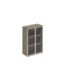 WN.801.OD.AL / Шкаф средний 800х400х1200 со стеклом, з.ст HDF / дуб темный, алюминиевая рамка, стекло прозрачное