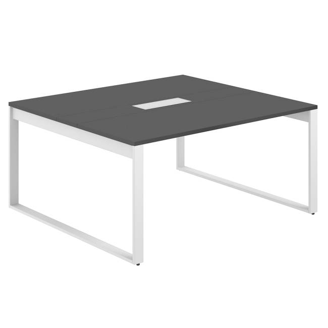 AG.2-1616.AN.72.WH.AN / Стол для переговоров 1600х1638х750 / профиль О-образный: 70х20 белый; лючок: серебро; столешница: антрацит вставка антрацит