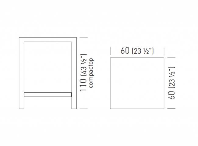 Стол барный Claro Slim 600х600х1100 мм