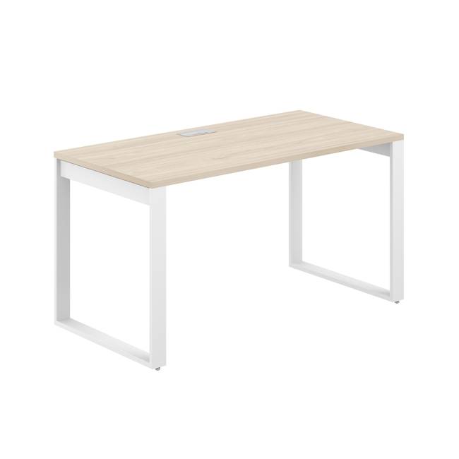 AG.104.AR.L.72.WH  / Стол 1200х700х750  / профиль О-образный: 70х20 белый; лючок: серебро; столешница: акация равелло