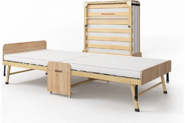 Ортопедическая  раскладная  кровать  «Основа Сна»  металлическая  90х200 см Дуб Сонома