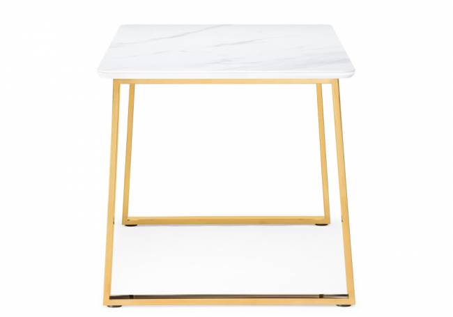 Керамический стол Селена 2 140х80х77 белый мрамор / золото