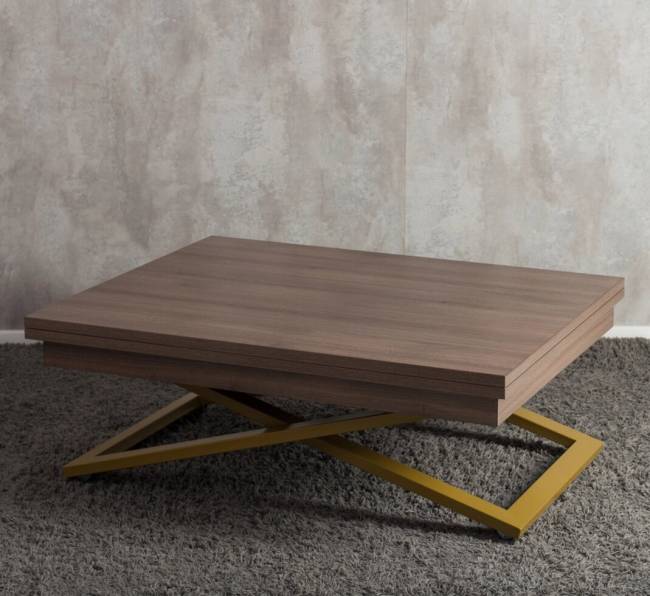 Стол-трансформер Левмар Cross D69/S90 Дуб Шамони темный/золото Стол-трансформер Левмар Cross D69/S90 Дуб Шамони темный/золото