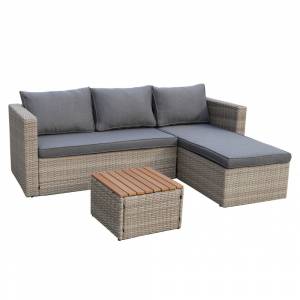 Набор мебели из искусственного ротанга Окланд, светло-серый, серый