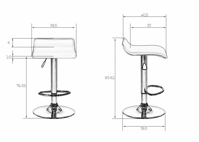 Стул барный DOBRIN TOMMY BLACK, чёрный