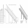 Модульная малогабаритная лестница Линия - Квадро (прямой марш) 2925-3150, Серый