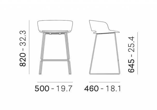 Стул пластиковый полубарный Babila 500х460х820 мм