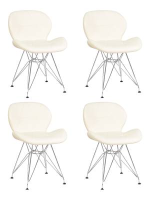 Набор 4 шт Стул обеденный DOBRIN BUTTERFLY CHROME, ножки хром, цвет кремовый
