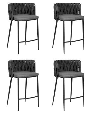 Набор 4 шт Стул полубарный DOBRIN AMELIA COUNTER, серая ткань (F-48), темно-серый винтажный PU (MF-12)