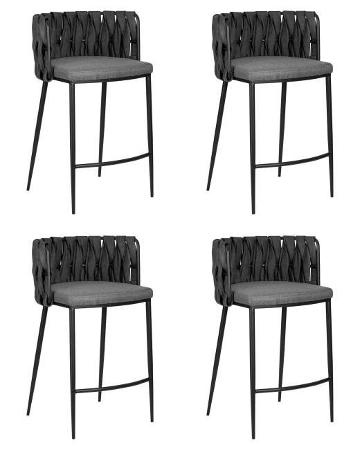 Набор 4 шт Стул полубарный DOBRIN AMELIA COUNTER, серая ткань (F-48), темно-серый винтажный PU (MF-12)