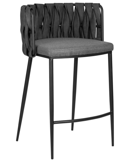 Набор 4 шт Стул полубарный DOBRIN AMELIA COUNTER, серая ткань (F-48), темно-серый винтажный PU (MF-12)