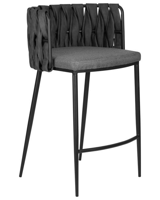 Набор 4 шт Стул полубарный DOBRIN AMELIA COUNTER, серая ткань (F-48), темно-серый винтажный PU (MF-12)