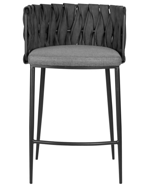 Набор 4 шт Стул полубарный DOBRIN AMELIA COUNTER, серая ткань (F-48), темно-серый винтажный PU (MF-12)