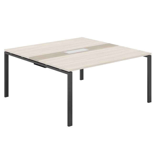 SG.283.OL.63.AN.OD / Стол переговорный комбинированный 1600х1638х750 МК60х30 / профиль: 60х30 антрацит; столешница: дуб светлый, вставка темный дуб