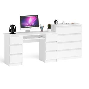 Комод 800 4-ре ящика Мори и двухтумбовый компьютерный стол МС-2 цвет белый