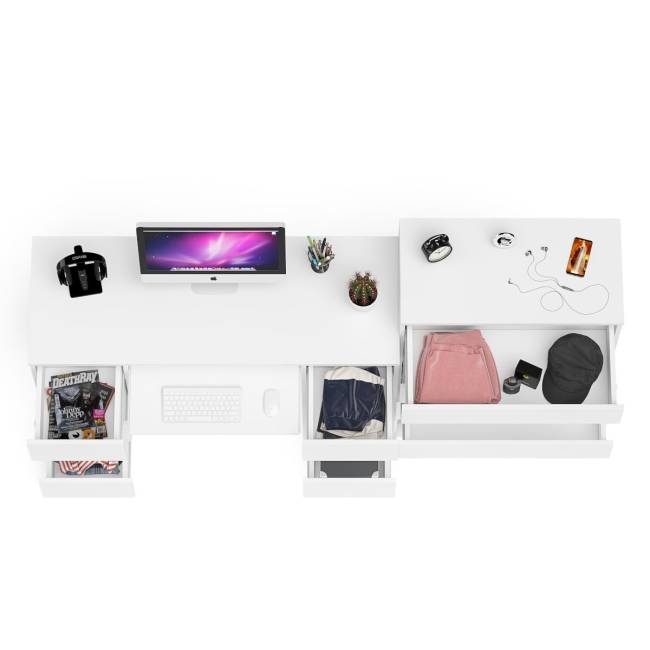 Комод 800 4-ре ящика Мори и двухтумбовый компьютерный стол МС-2 цвет белый