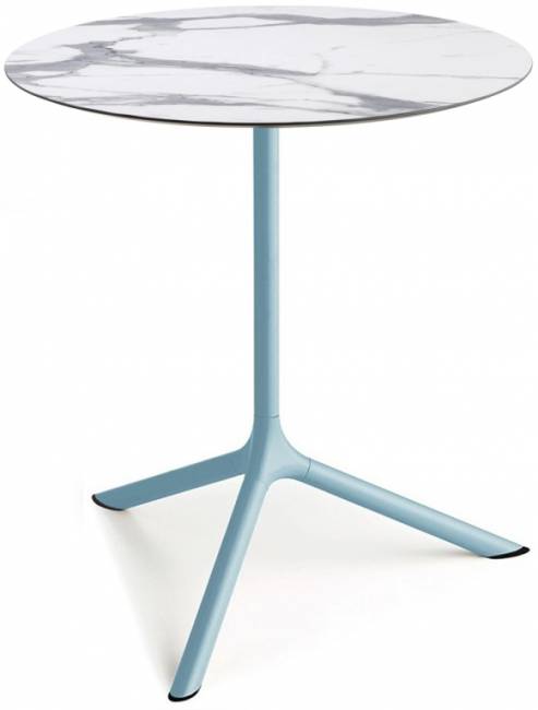 Стол ламинированный обеденный Tripe Maxi голубой, белый мрамор Каррара Ø800х740 мм Стол ламинированный обеденный Tripe Maxi голубой, белый мрамор Каррара Ø800х740 мм