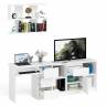 Стол компьютерный три правых выдвижных ящика Мори МС-6 с верхней полкой и тумбой 1204 цвет белый