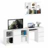 Стол компьютерный три правых выдвижных ящика Мори МС-6 с верхней полкой и тумбой 1204 цвет белый
