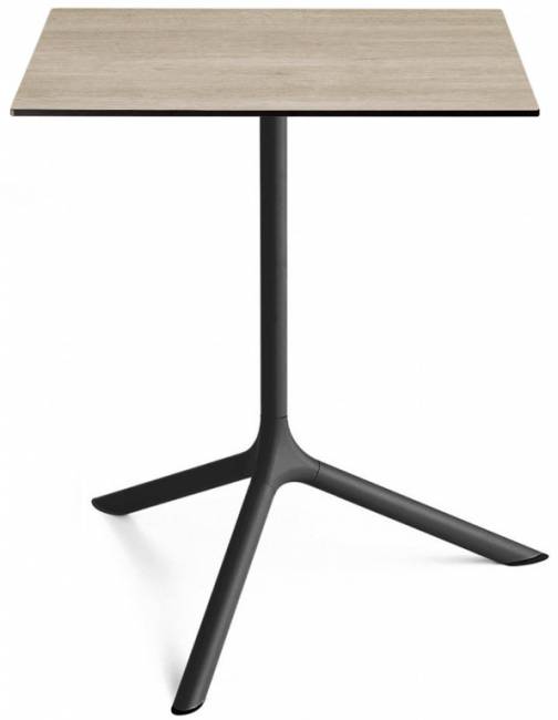 Стол ламинированный обеденный складной Tripe Maxi Folding черный, состаренный дуб тортора 700х700х740 мм