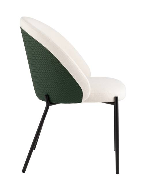 Стул обеденный Adelinde бежевый с зеленой экокожей