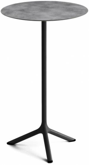 Стол ламинированный барный Tripe черный, цементный Ø600х1100 мм