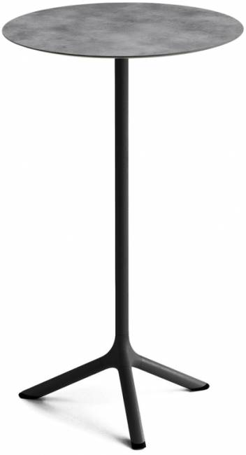Стол ламинированный барный Tripe черный, цементный Ø600х1100 мм
