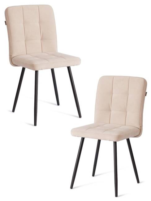 Стул обеденный Medeo/Медео (2шт. в упаковке) LT, велюр, бежевый/черный, 7, 45х56х89см (Комплект из 2 шт.) бежевый велюр