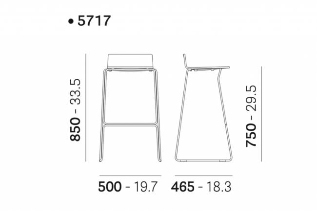 Стул деревянный барный Osaka беленый ясень, черный 500х465х850 мм