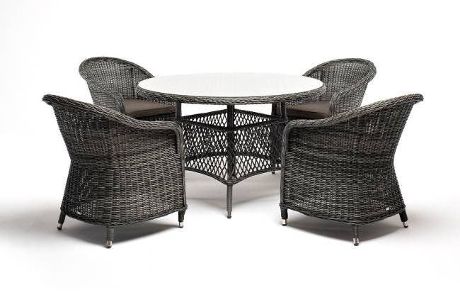 "Равенна" обеденная группа плетеная, цвет графит